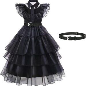 Black Costume Cosplay Dress for Adult Teen Girls, Dark Dress with Belt, …